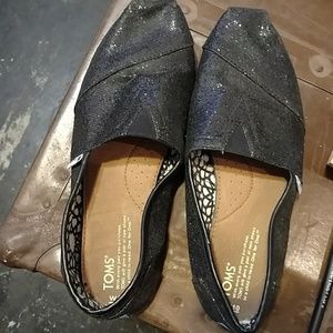 TOMS Black Glimmer Womens Classic Slip-Ons size 10